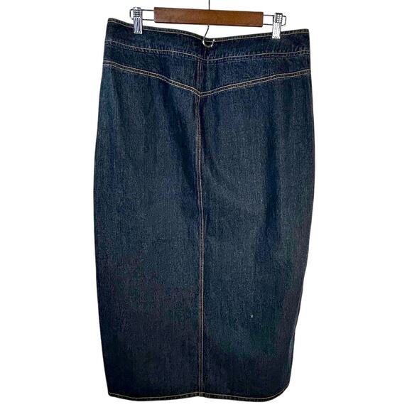 Classic Dark Wash Denim Midi Pencil Skirt Plus 16 Preppy Minimalist Retro 90s - Picture 6 of 7